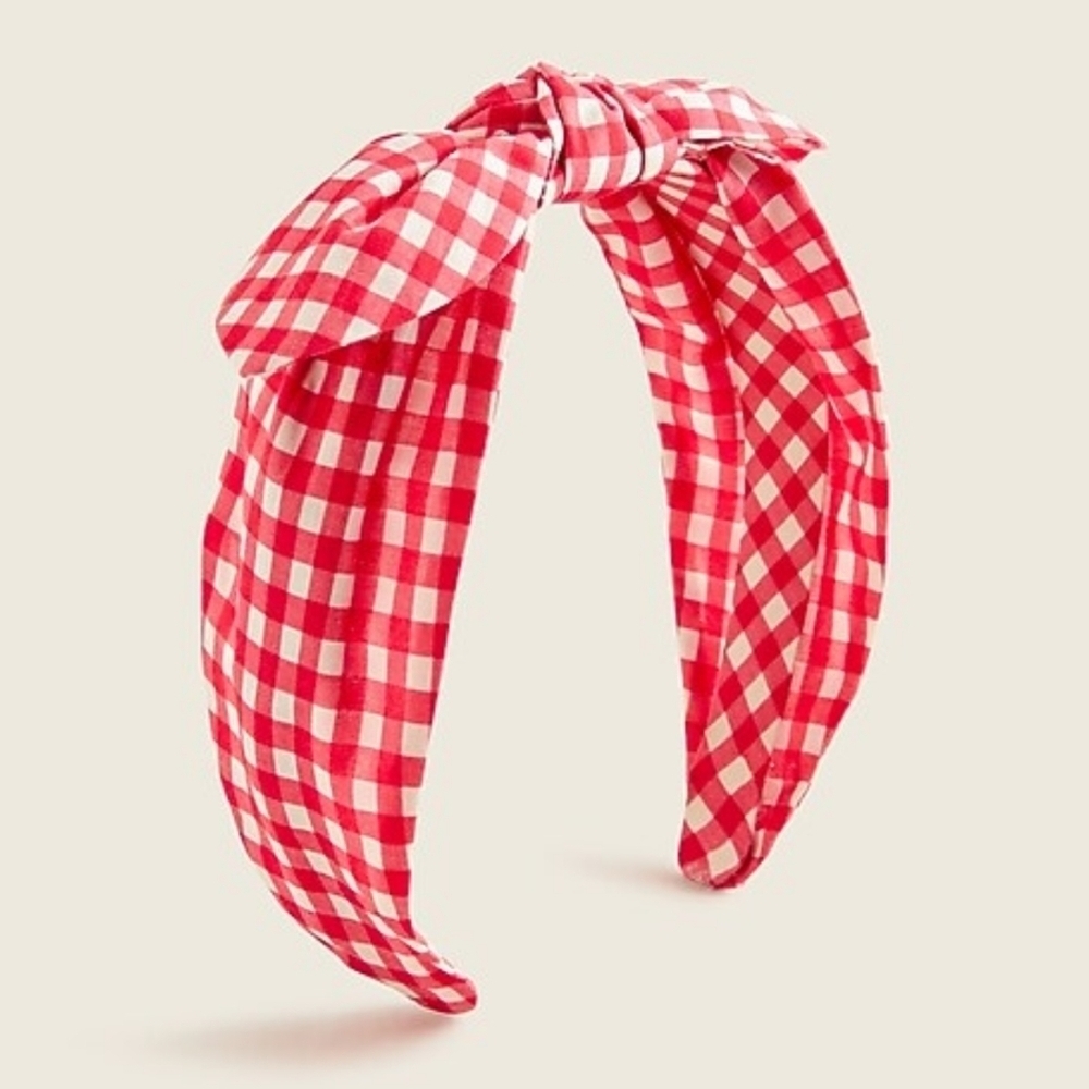 New! J. Crew Crewcuts Girl’s Red Gingham Bow Tie Headband